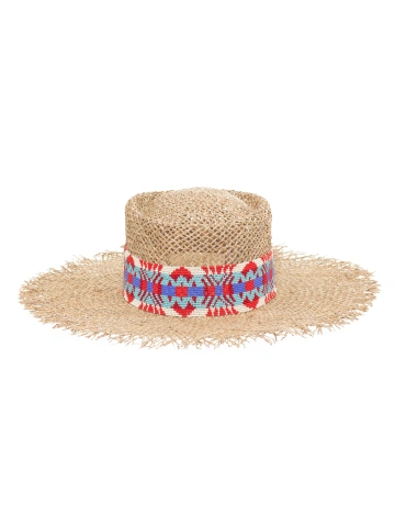 Соломенная шляпа с бахромой и вышивкой из разноцветного бисера, 2