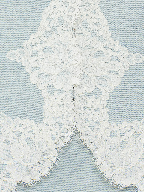 Голубой костюм-двойка из фрака и юбки-мини, 4