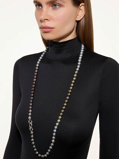 Колье из белого золота с жемчугом Таити Multicolor, 3