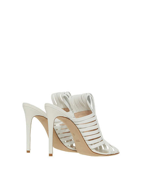 Белые плетеные кожаные мюли на каблуке, 3 Белые плетеные кожаные мюли на каблуке, 3