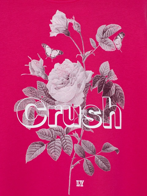 Ярко-розовый свитшот из хлопка с принтом на спине, 4 Ярко-розовый свитшот из хлопка с принтом на спине, 4