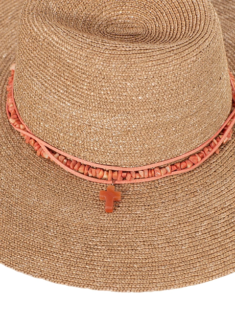 Соломенная шляпа с замшевым шнурком и отделкой из кораллов, 4