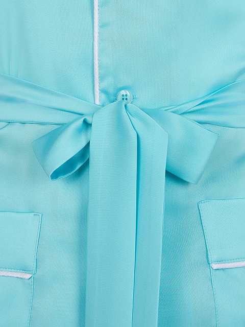Бирюзовая шелковая пижама с белым кантом, 5 Бирюзовая шелковая пижама с белым кантом, 5