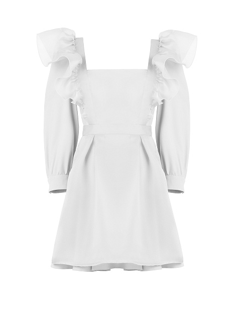 Белое платье-мини с фартуком в комплекте, 1
