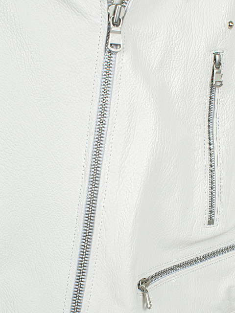 Белый кожаный жилет с подкладом из овчины и шипами, 3