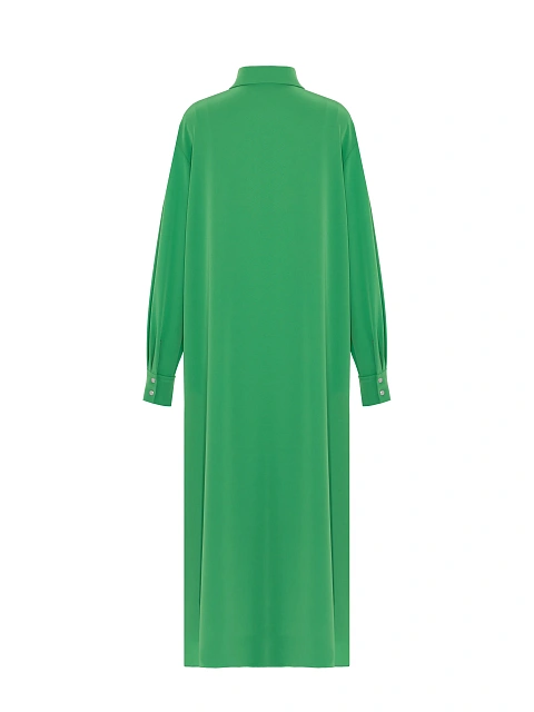 Зеленый комплект из платья-миди и удлиненной рубашки, 3
