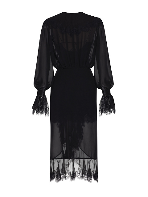 Черное шифоновое платье-миди на запах, 2