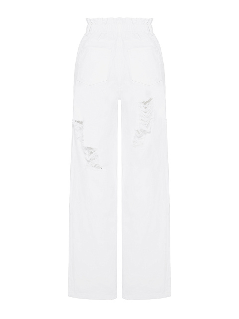 Широкие рваные джинсы белого цвета, 3 Широкие рваные джинсы белого цвета, 3