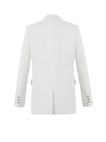 Белый двубортный жакет из эко-кожи, 2