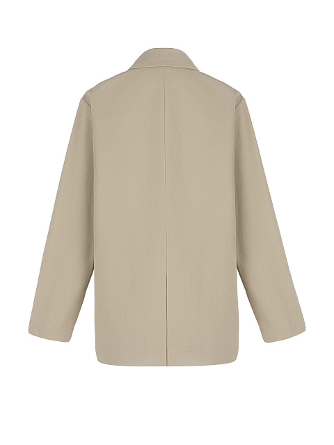 Песочный однобортный жакет из джинсовой ткани, 2