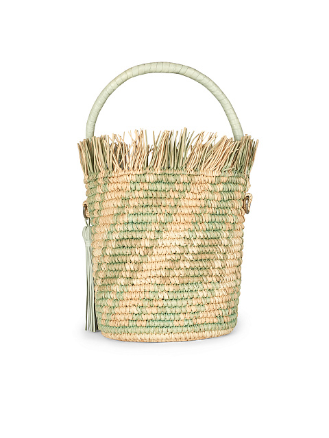 Бежевая плетеная сумка с узором, 3