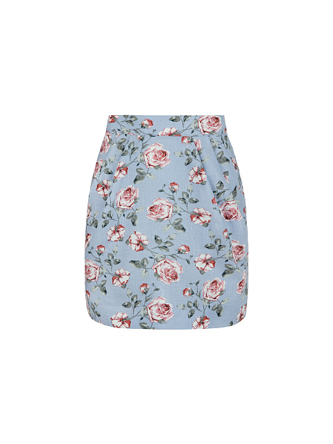 Голубой хлопковый комплект с цветочным принтом, 4