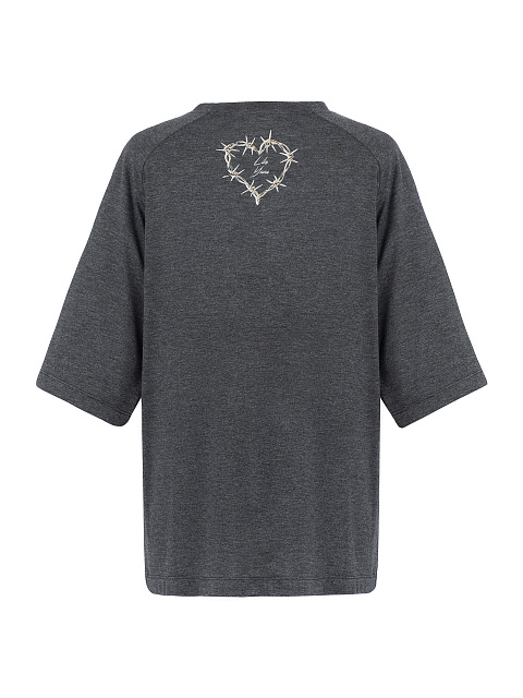 Серая футболка с принтом на спинке, 2