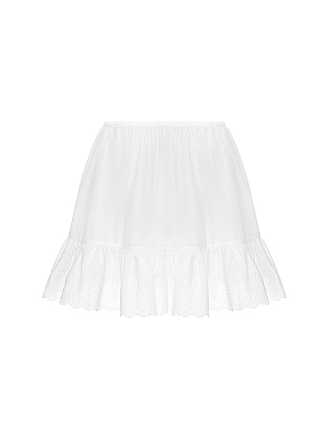 Бежевое платье-мини с кружевным подъюбником, 3