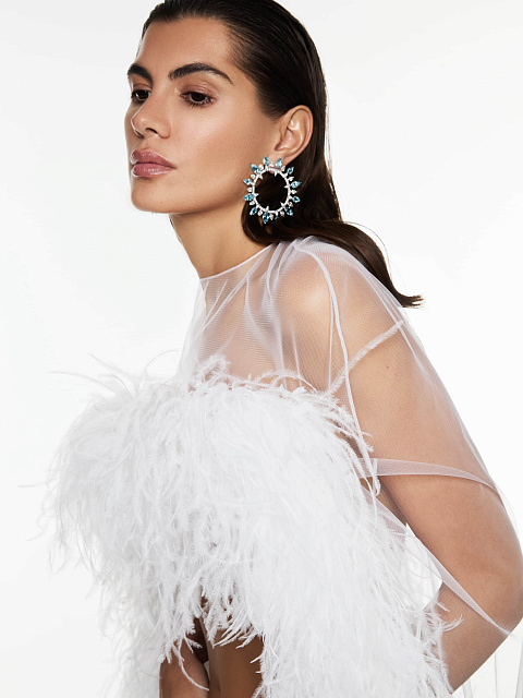 Хупсы из белого золота с аквамаринами и бриллиантами, 3 Хупсы из белого золота с аквамаринами и бриллиантами, 3