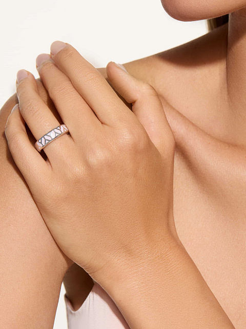 Кольцо из белого золота с эмалью Sakura Color, 3