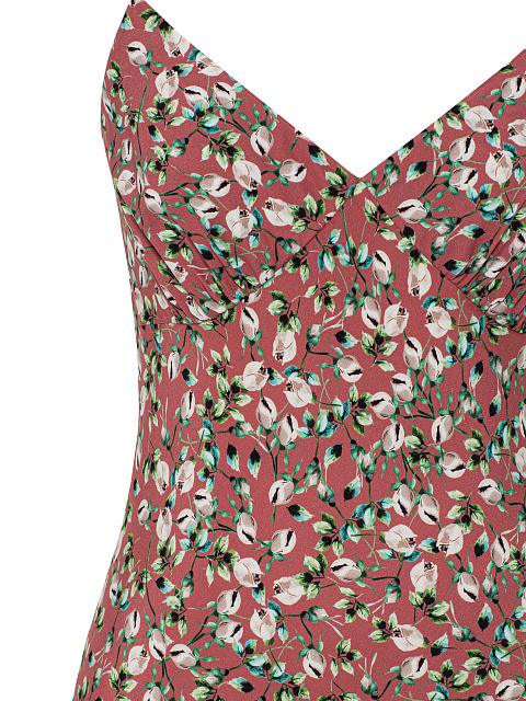 Красное платье-макси из шелка с цветочным принтом, 3 Красное платье-макси из шелка с цветочным принтом, 3