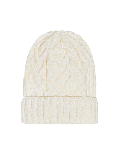 Белая вязаная шапка с косами, 1