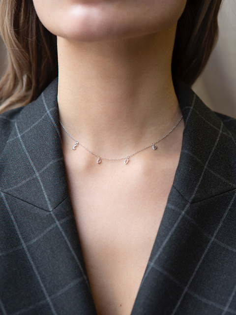 Колье с подвесками "Love" из белого золота и бриллиантов, 3