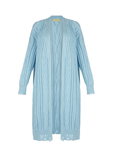 Голубой хлопковый кардиган с косами, 1