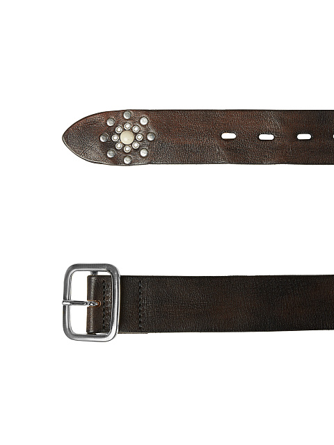 Темно-коричневый кожаный ремень с люверсами, 2 Темно-коричневый кожаный ремень с люверсами, 2