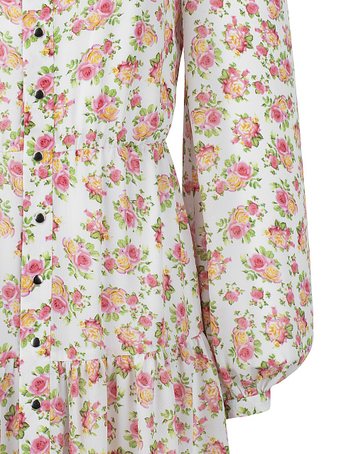 Белое платье из вискозы и шелка с розами, 3