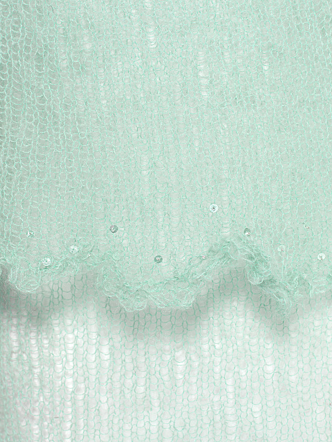 Зеленый свитер из мохера с открытыми плечами, 4