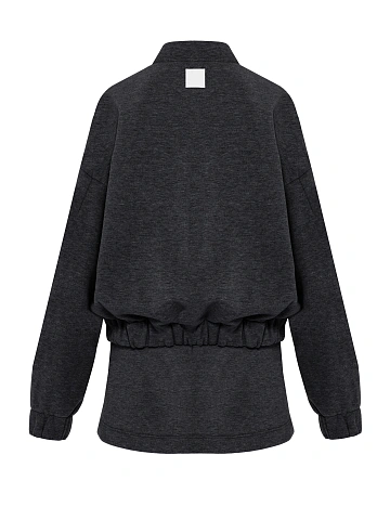 Темно-серый костюм из футера с юбкой-мини, 2