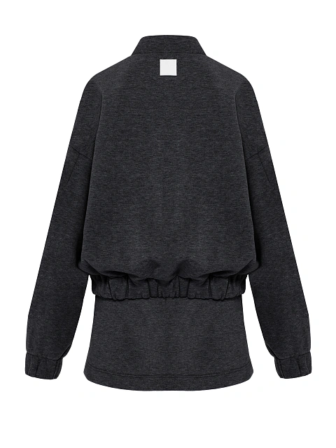 Темно-серый костюм из футера с юбкой-мини, 2