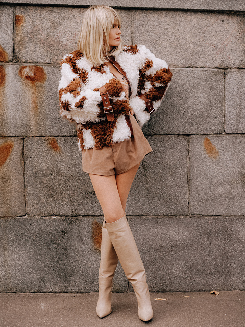 Кремовые кожаные сапоги на шпильке, 6 Кремовые кожаные сапоги на шпильке, 6