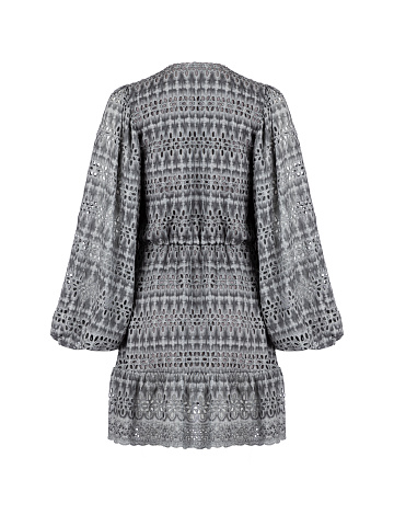 Серое хлопковое платье-мини, 2