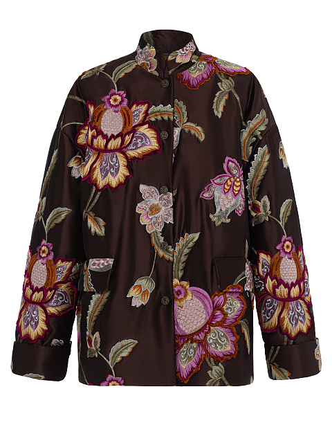 Темно-коричневый утепленный жакет из тафты, 1