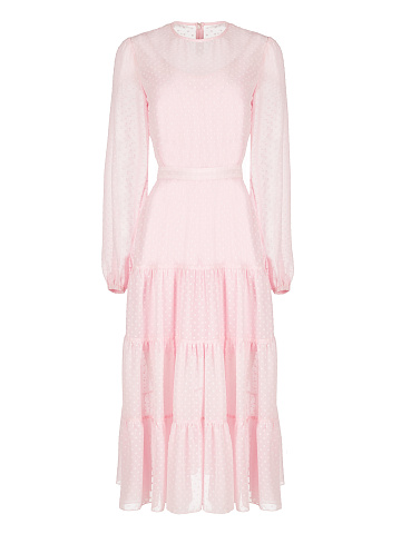 Розовое шифоновое платье-миди, 1