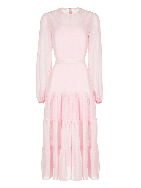 Розовое шифоновое платье-миди, 1