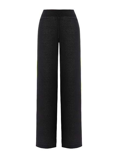 Черные трикотажные брюки с салатовыми лампасами, 1