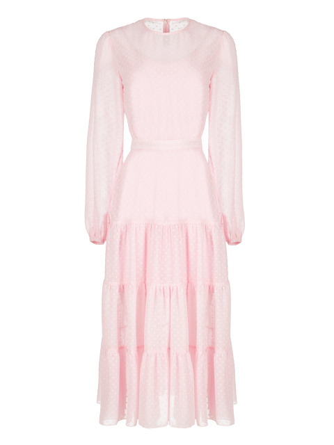 Розовое шифоновое платье-миди, 1