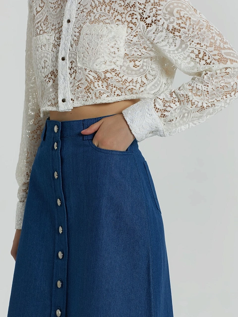 Белая укороченная блузка из кружева, 7