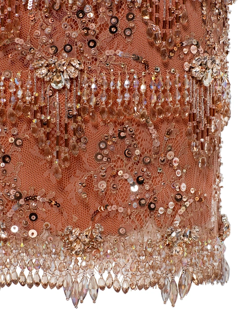 Светло-коричневое платье-мини из кружева с бисером, 5 Светло-коричневое платье-мини из кружева с бисером, 5