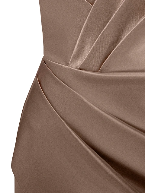 Светло-коричневое платье-мини из шелка , 3
