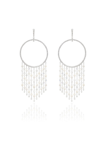 Хупсы из белого золота с жемчугом и бриллиантами, 1