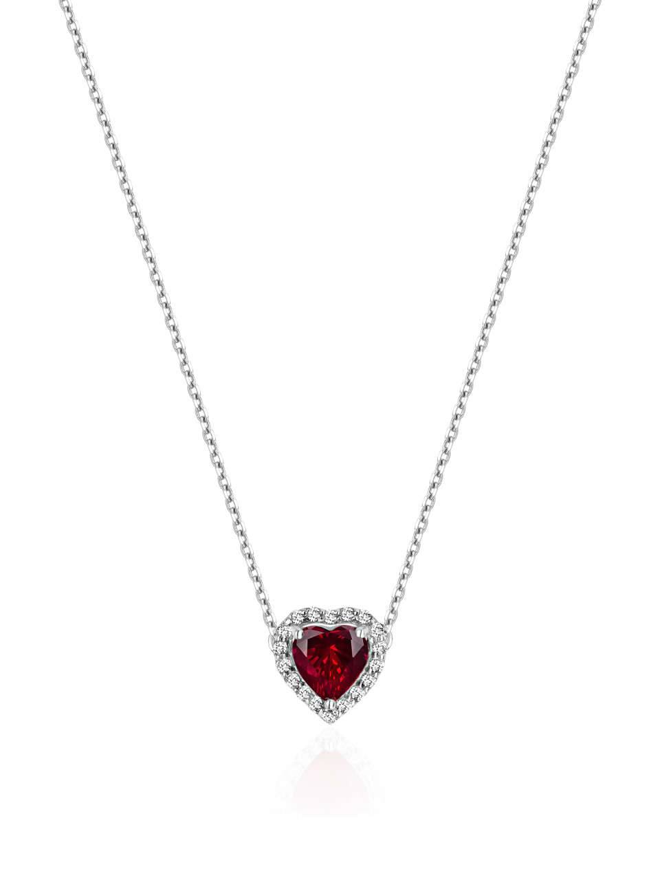 Колье с кулоном в форме сердца из белого золота с рубином и бриллиантами, 1