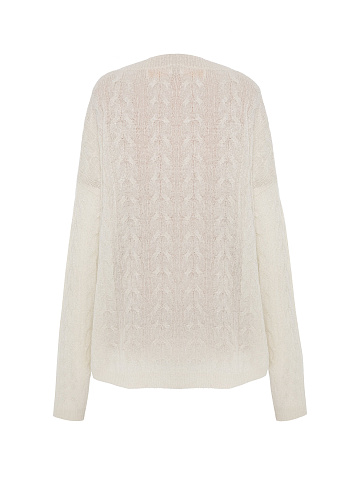 Молочный кашемировый пуловер с люрексом, 2