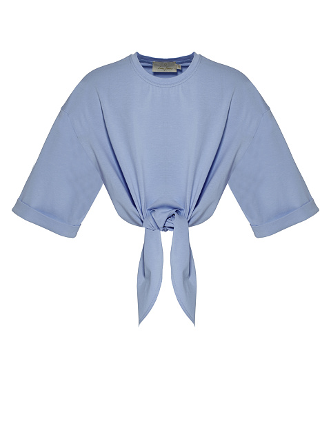 Голубая укороченная футболка с узлом, 1 Голубая укороченная футболка с узлом, 1