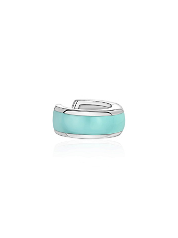 Широкий кафф из белого золота с эмалью Paraiba Color, 1