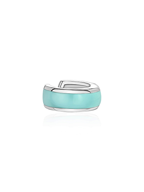 Широкий кафф из белого золота с эмалью Paraiba Color, 1