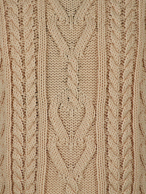 Детский светло-коричневый хлопковый свитер с косами, 3