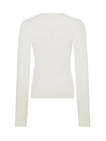 Белый пуловер из кашемира с V-вырезом и косами, 2