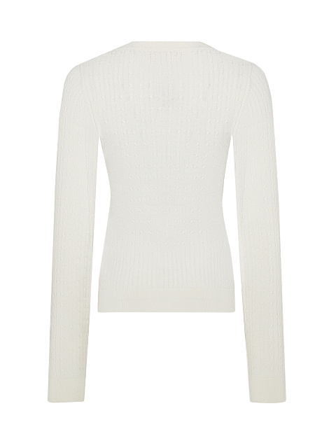 Белый пуловер из кашемира с V-вырезом и косами, 2