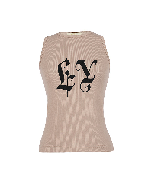 Пудровая майка с черным принтом "Like Yana", 1