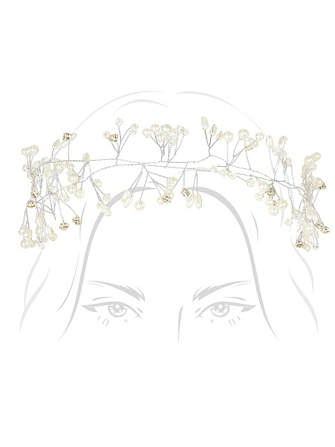 Серебристый венок из жемчужин и страз, 1